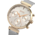 Original Hugo Boss Flawless Women's Watch - Rose Gold Mesh & Silver Dial (1502553)