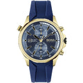 Hugo Boss Globetrotter 1513822 Gold-Tone Blue Rubber Strap Men's Watch