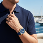 Hugo Boss Globetrotter 1513822 Gold-Tone Blue Rubber Strap Men's Watch