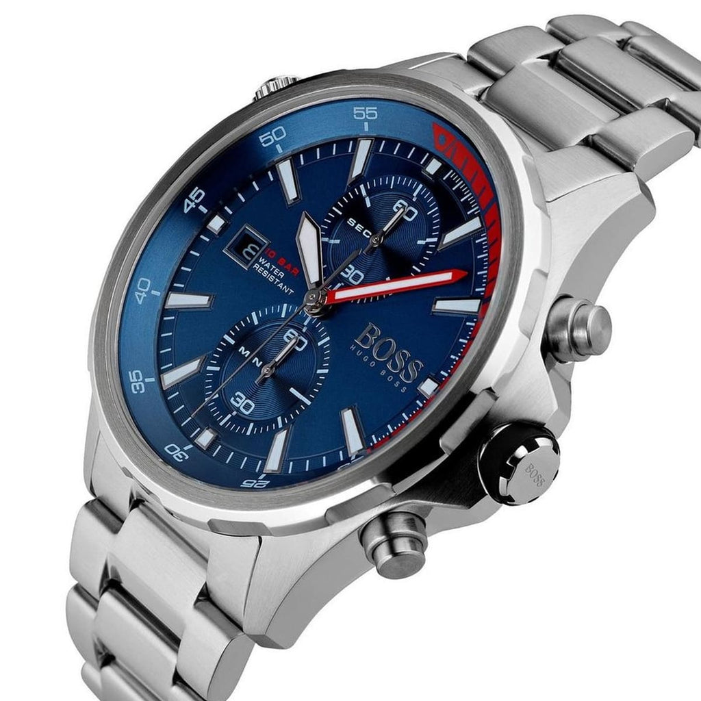 Hugo Boss Globetrotter 1513823 Silver-Tone Blue Dial Chronograph Men's Watch