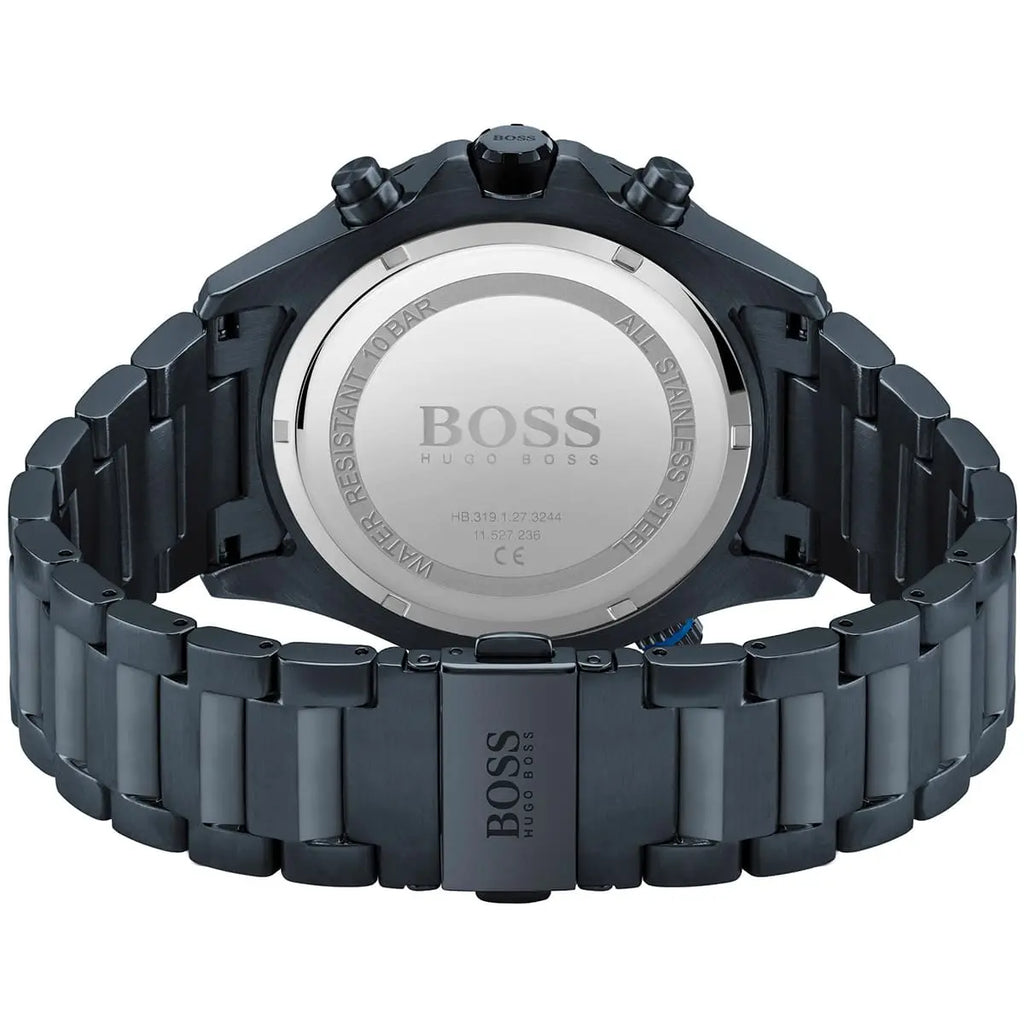 Hugo Boss Globetrotter 1513824 Blue IP Steel Black Dial Men's Watch
