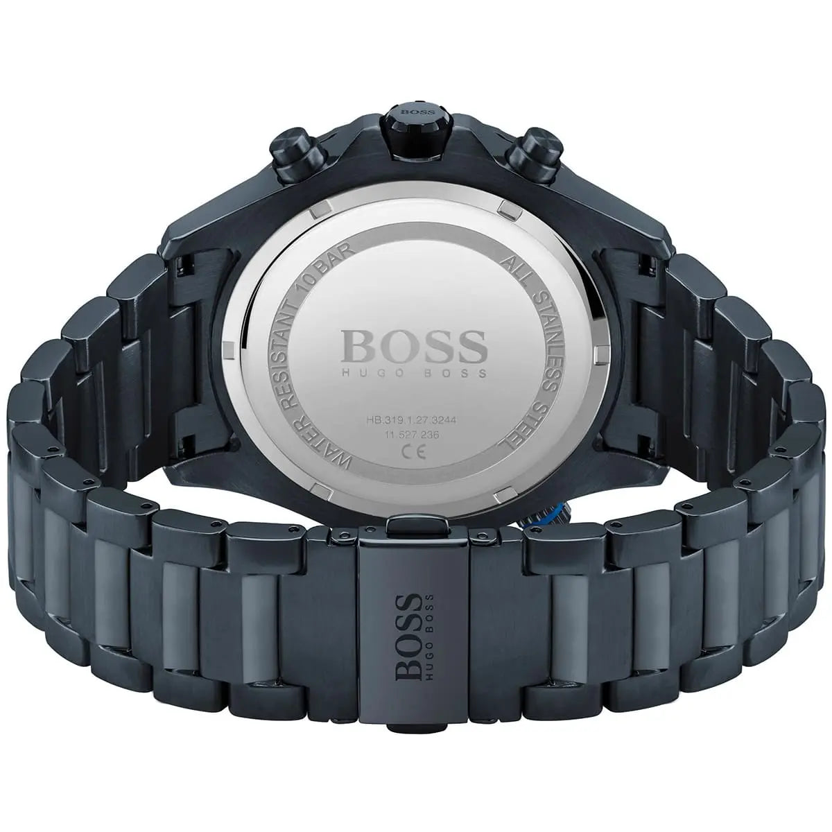 Hugo Boss Globetrotter 1513824 Blue IP Steel Black Dial Men's Watch