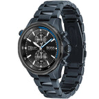 Hugo Boss Globetrotter 1513824 Blue IP Steel Black Dial Men's Watch