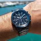 Hugo Boss Globetrotter 1513824 Blue IP Steel Black Dial Men's Watch