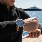 Hugo Boss Globetrotter 1513931 Silver Black Rubber Orange Accents Men's Watch