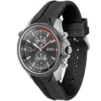 Hugo Boss Globetrotter 1513931 Silver Black Rubber Orange Accents Men's Watch