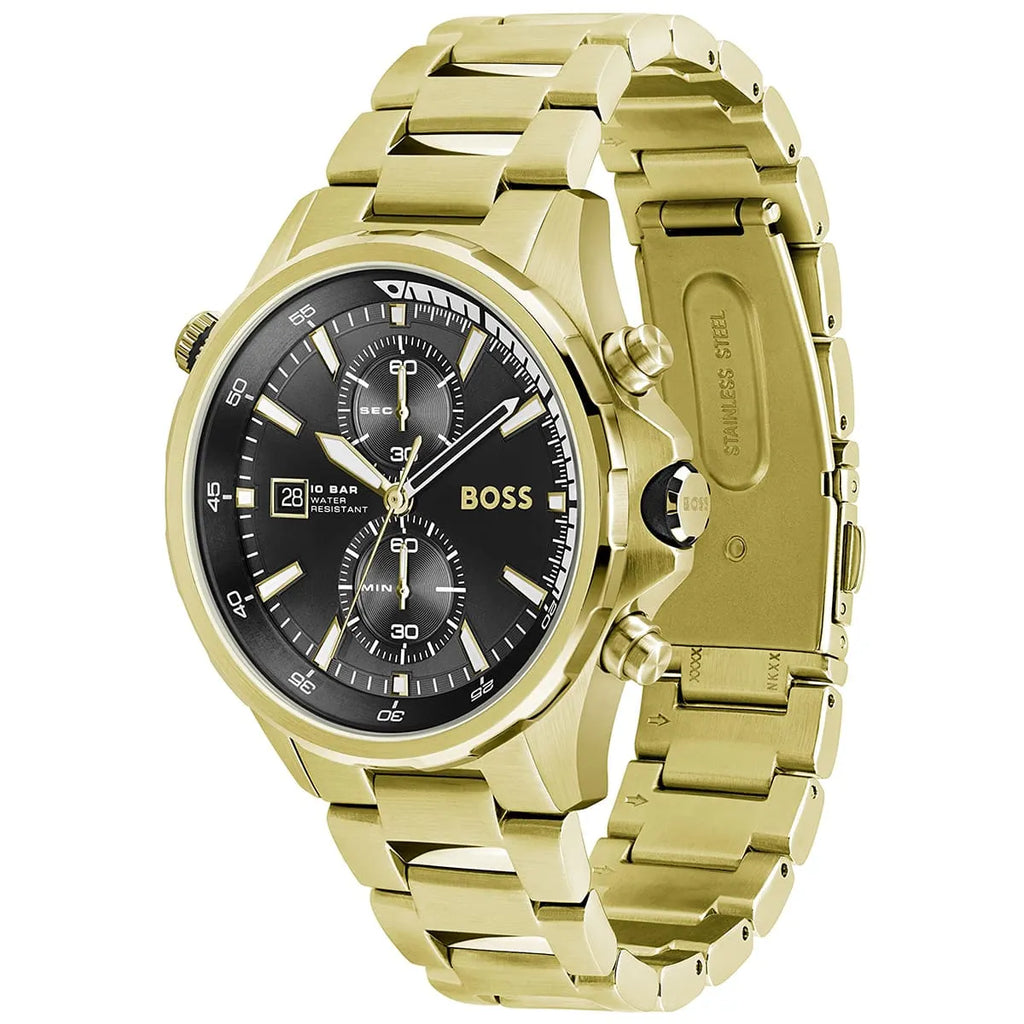Hugo Boss Globetrotter 1513932 Gold-Tone Black Dial Chronograph Men's Watch