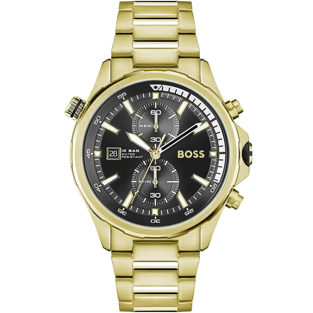 Hugo Boss Globetrotter 1513932 Gold-Tone Black Dial Chronograph Men's Watch