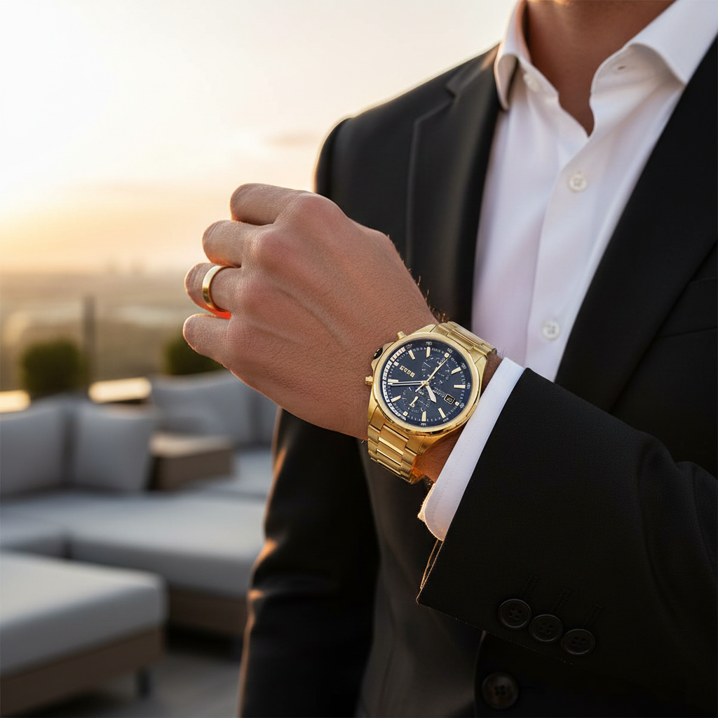 Hugo Boss Globetrotter 1513932 Gold-Tone Black Dial Chronograph Men's Watch