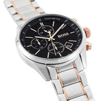 Hugo Boss Grand Prix 1513473 Two-Tone Rose Gold Black Dial Men's Watch
