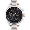 Hugo Boss Grand Prix 1513473 Two-Tone Rose Gold Black Dial Men's Watch