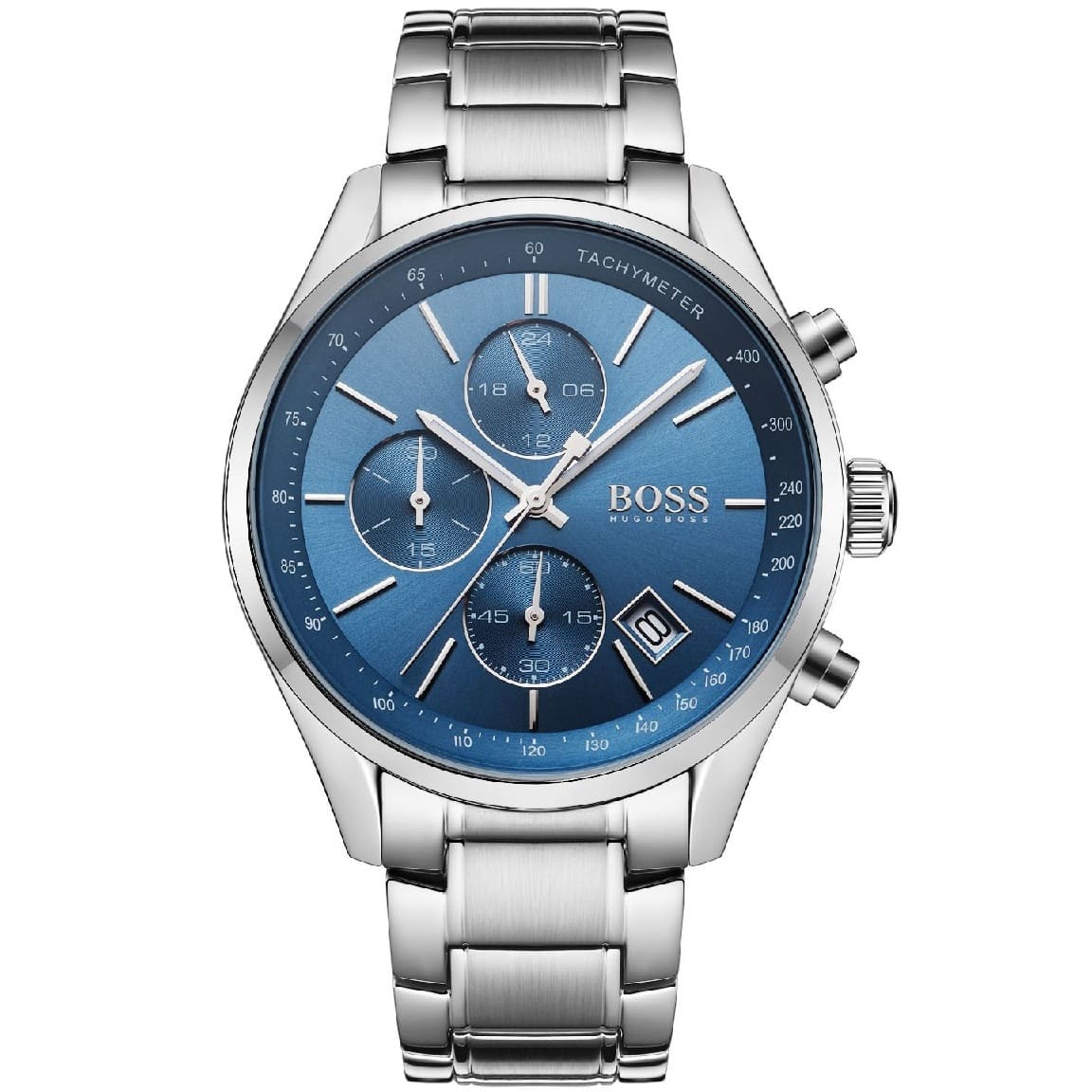 Hugo Boss Grand Prix 1513478 Silver Stainless Steel Blue Dial Chronograph Watch