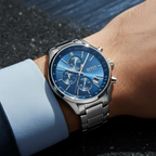 Hugo Boss Grand Prix 1513478 Silver Stainless Steel Blue Dial Chronograph Watch