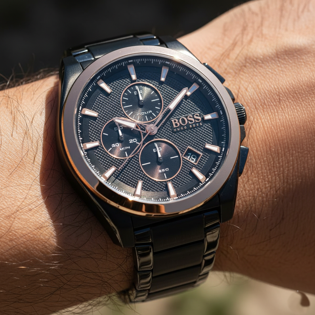 Hugo Boss Grandmaster 1513885 Gunmetal Rose Gold Chronograph Men's Watch