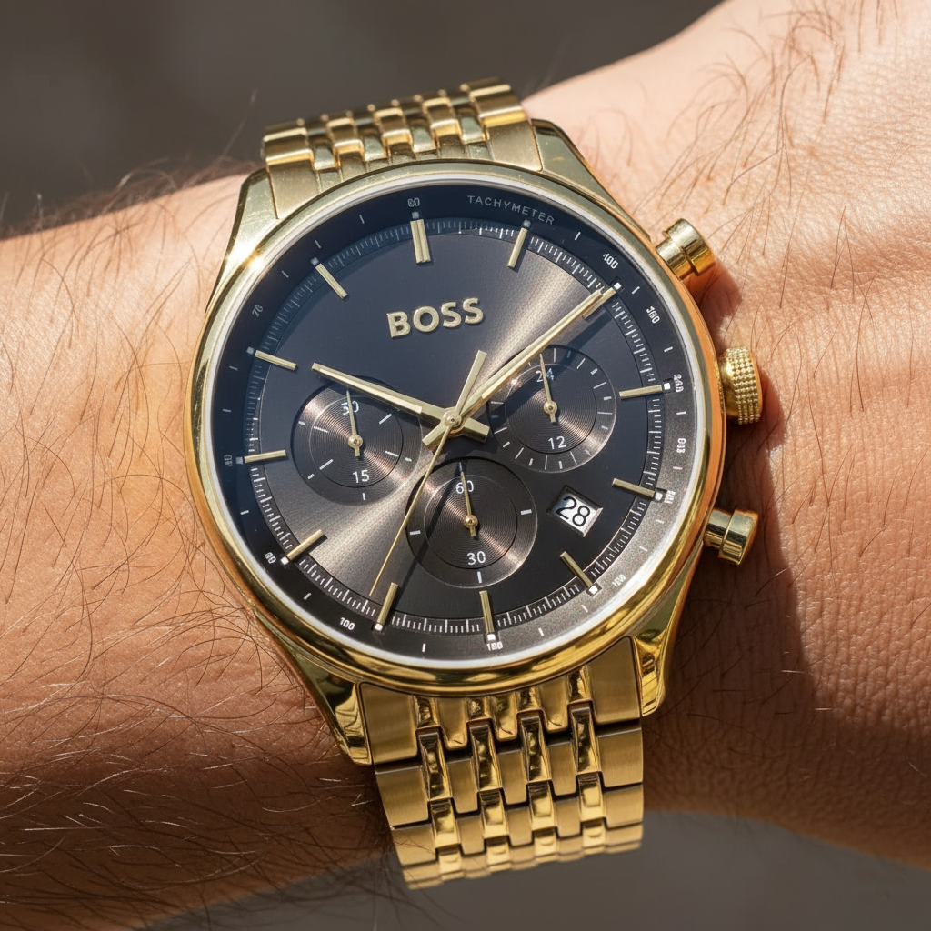 Hugo Boss Gregor 1514051 Gold-Tone Grey Dial Chronograph Men's Watch