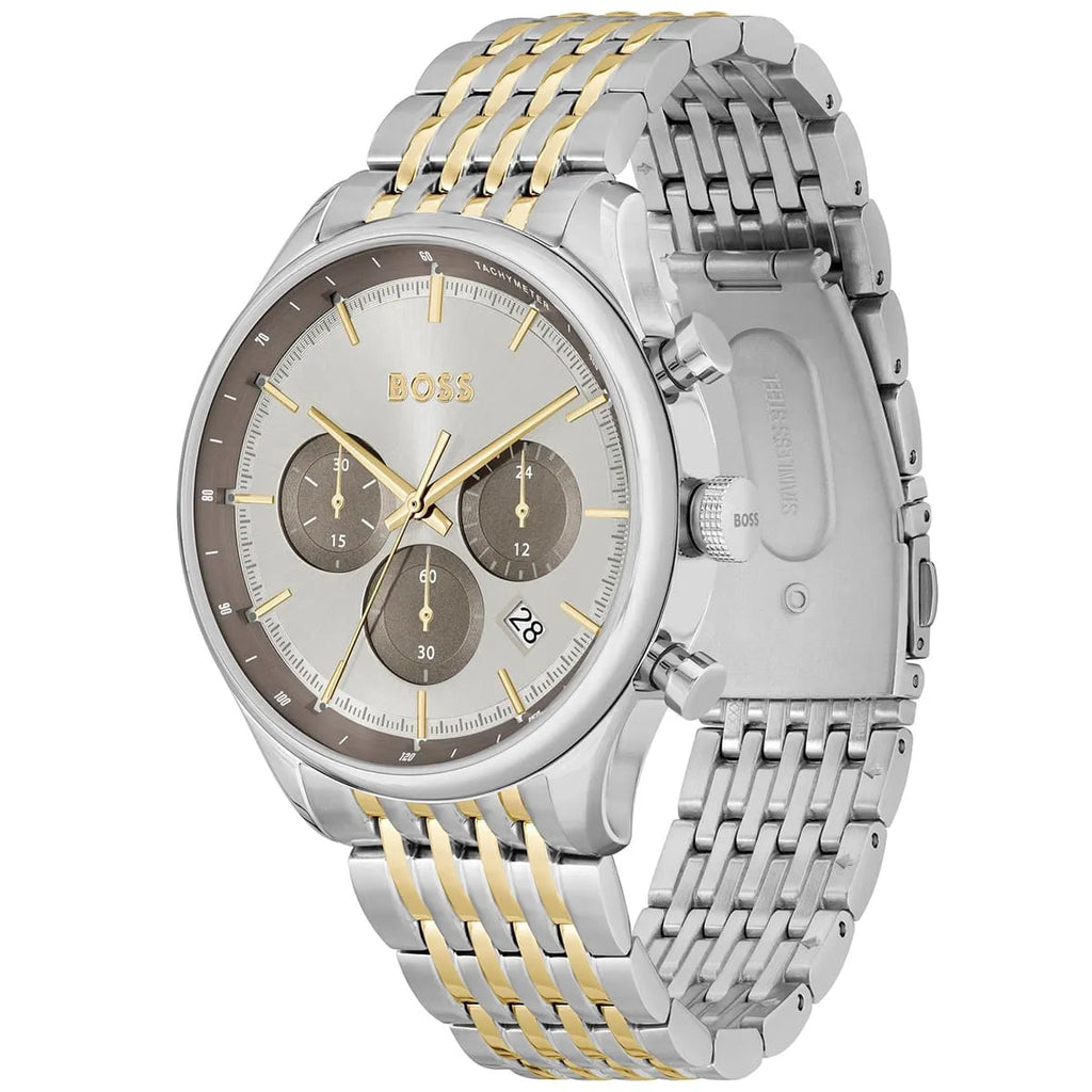 Hugo Boss Gregor 1514053 Two-Tone Silver Gold Grey Dial Chronograph Watch