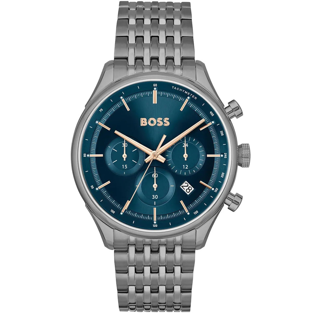 Hugo Boss Gregor 1514083 Grey IP Blue Dial Chronograph Men's Watch