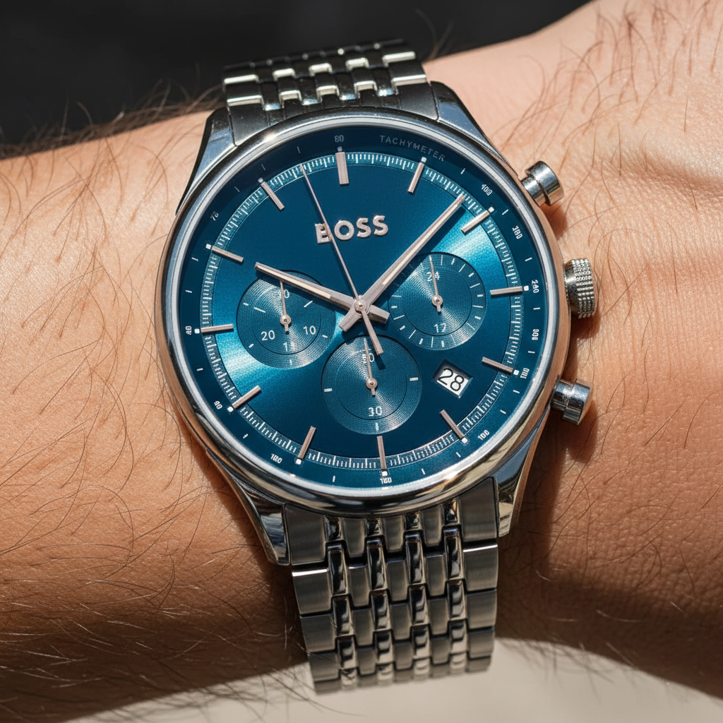 Hugo Boss Gregor 1514083 Grey IP Blue Dial Chronograph Men's Watch