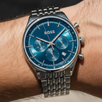Hugo Boss Gregor 1514083 Grey IP Blue Dial Chronograph Men's Watch