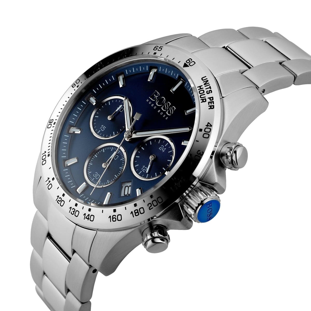 Hugo Boss Hero Sport 1513755 Silver Stainless Steel Blue Dial Chronograph Watch