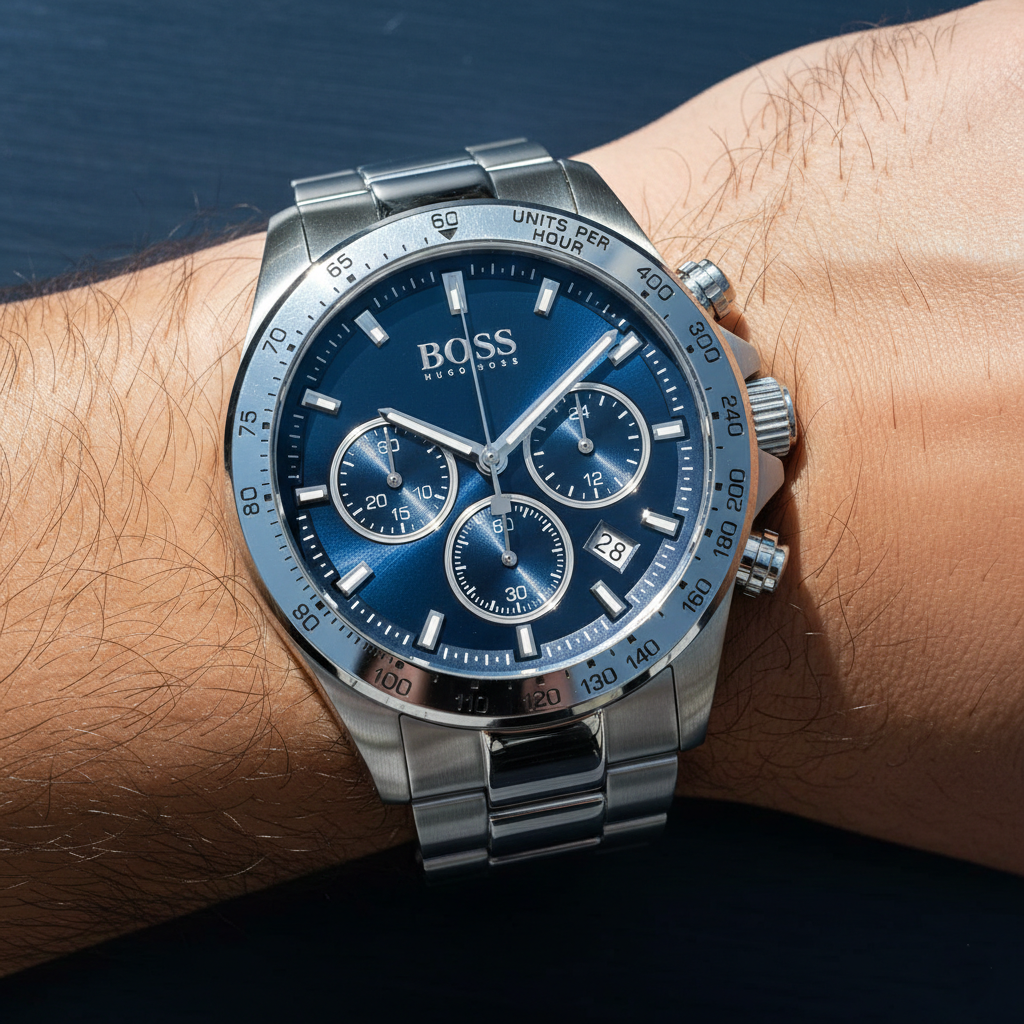 Hugo Boss Hero Sport 1513755 Silver Stainless Steel Blue Dial Chronograph Watch