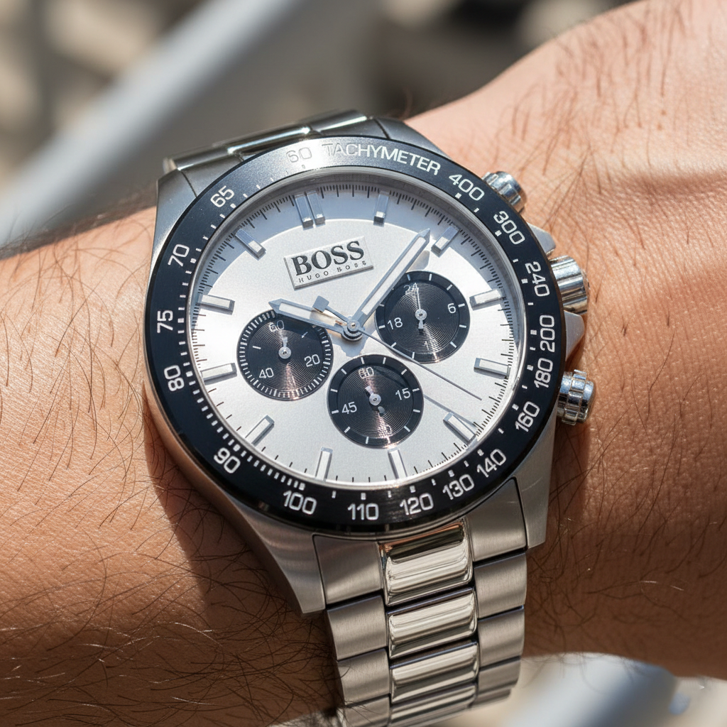 Hugo Boss Ikon 1512964 Silver-Tone Panda Dial Chronograph Men's Watch