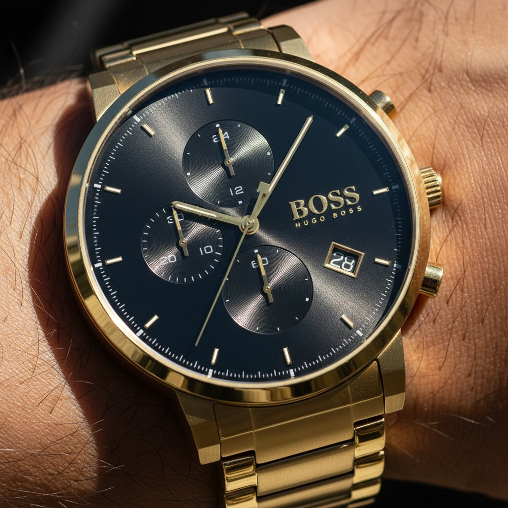 Hugo Boss Integrity 1513781 Gold-Tone Black Dial Chronograph Men's Watch