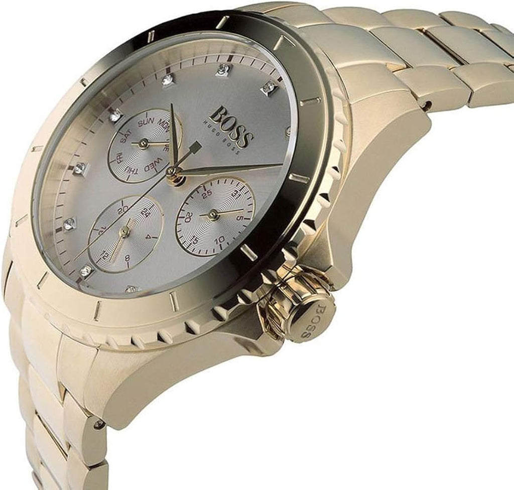 Original Hugo Boss Majesty Women's Watch - Gold Steel & Crystal Dial (1502445)