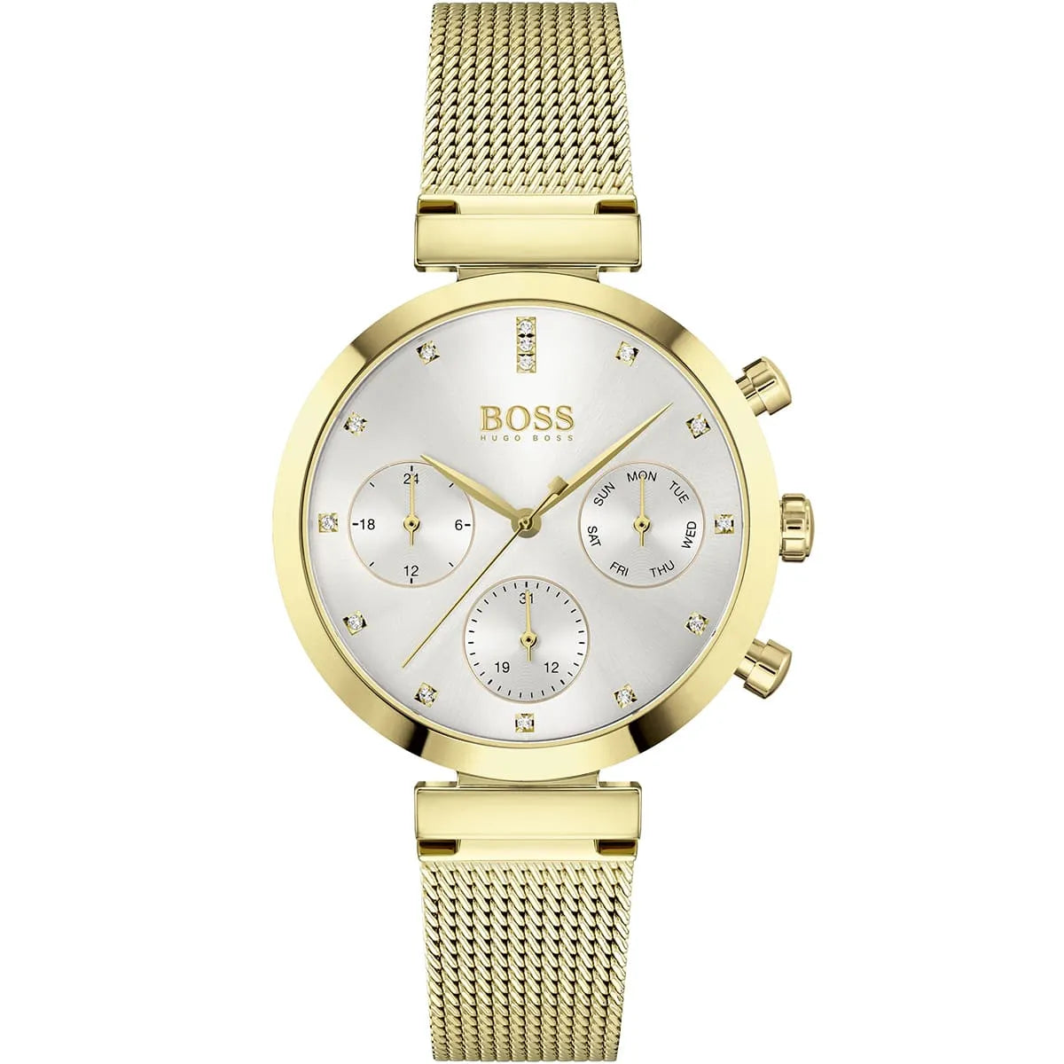 Original Hugo Boss Majesty Women's Watch - Gold Mesh Bracelet & Crystal Dial (1502552)