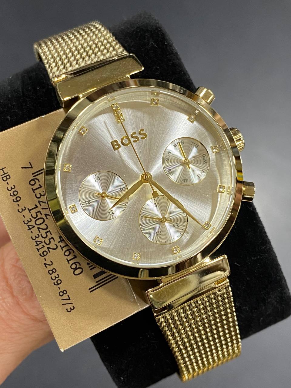 Original Hugo Boss Majesty Women's Watch - Gold Mesh Bracelet & Crystal Dial (1502552)