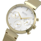 Original Hugo Boss Majesty Women's Watch - Gold Mesh Bracelet & Crystal Dial (1502552)