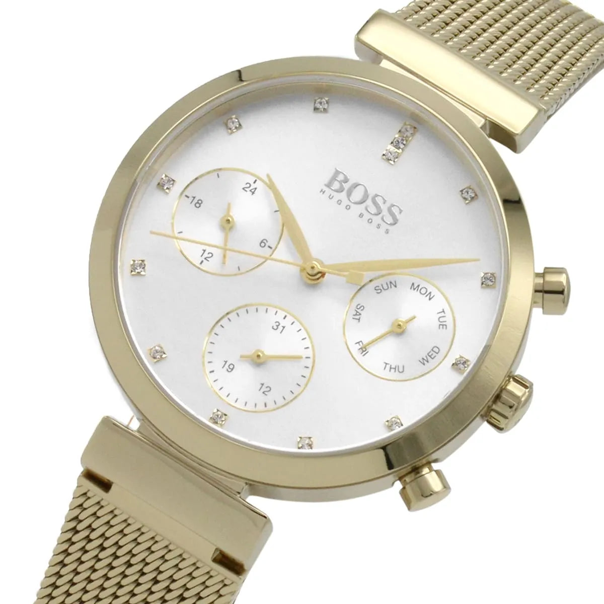 Original Hugo Boss Majesty Women's Watch - Gold Mesh Bracelet & Crystal Dial (1502552)