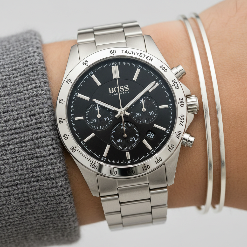 Original Hugo Boss Novia Women's Watch - Silver Steel & Dark Gray Dial (1502614)