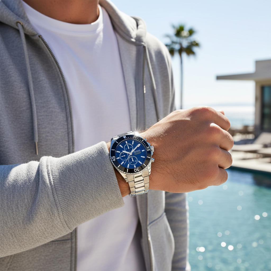 Hugo Boss Ocean Edition 1513704 Silver-Tone Blue Dial Chronograph Men's Watch