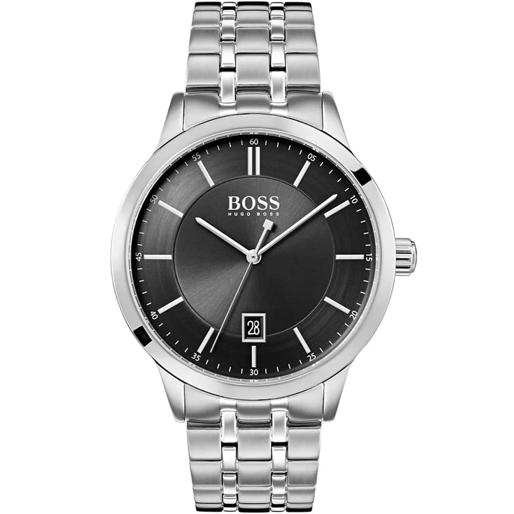 Hugo Boss Officer 1513614 Silver-Tone Black Dial Men's Watch