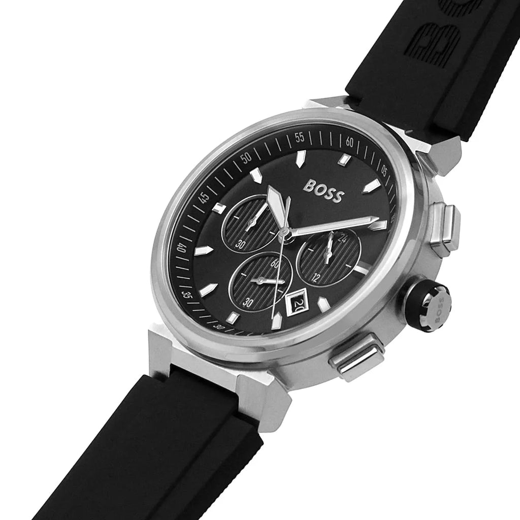 Hugo Boss One 1513997 Silver Stainless Steel Black Silicone Chronograph Watch