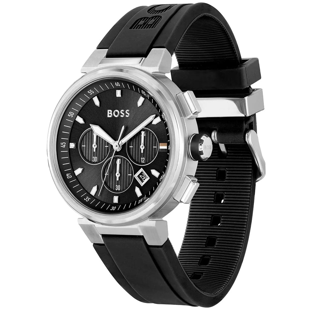 Hugo Boss One 1513997 Silver Stainless Steel Black Silicone Chronograph Watch