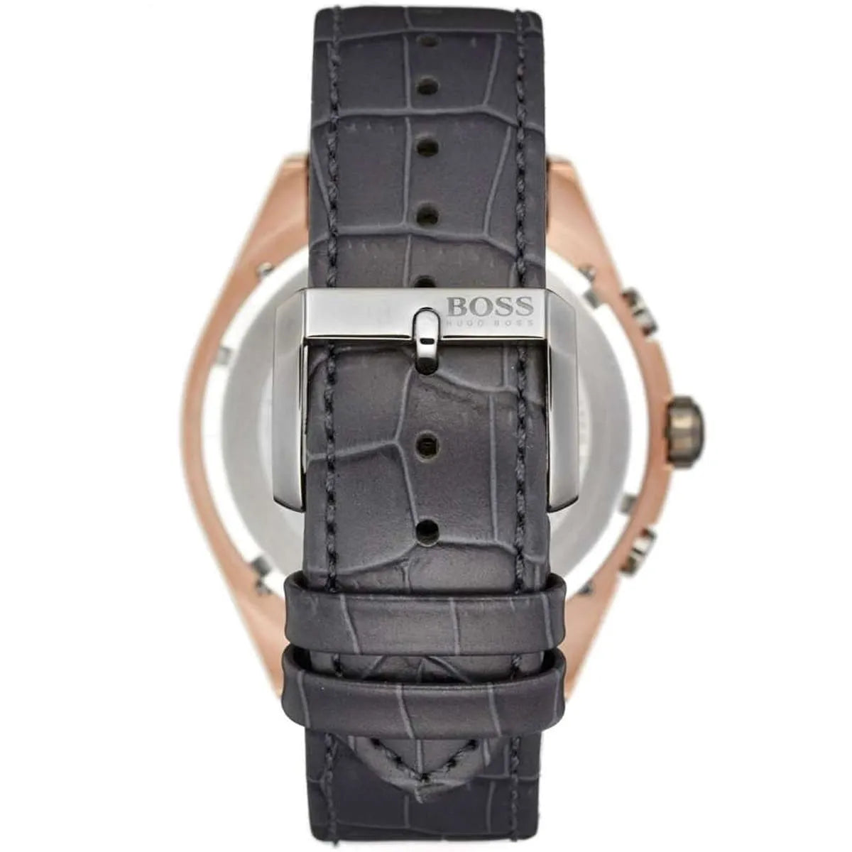 Hugo Boss Onyx 1513366 Gunmetal Grey Leather Rose Gold Accents Watch