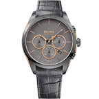 Hugo Boss Onyx 1513366 Gunmetal Grey Leather Rose Gold Accents Watch