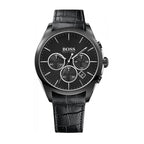 Hugo Boss Onyx 1513367 All-Black Stainless Steel Leather Strap Men's Watch