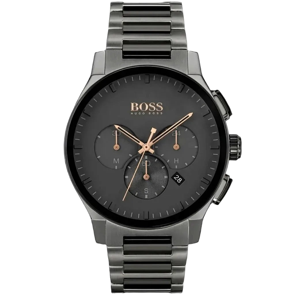 Hugo Boss Peak 1513814 Gunmetal Grey IP Silver Accents Men's Watch