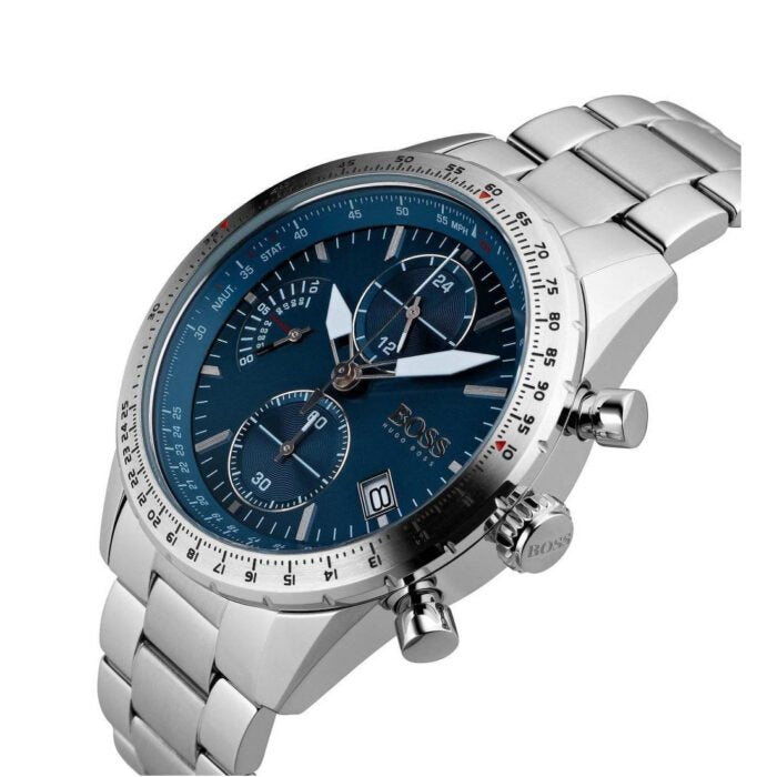 Hugo Boss Pilot Edition 1513850 Silver Stainless Steel Blue Dial Chronograph Watch