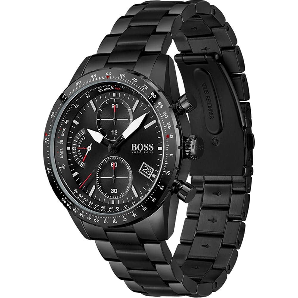 Hugo Boss Pilot Edition Chrono 1513854 Black IP Aviation Men's Watch