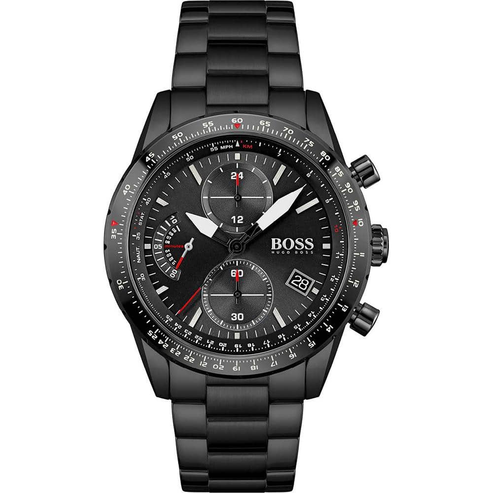 Hugo Boss Pilot Edition Chrono 1513854 Black IP Aviation Men's Watch