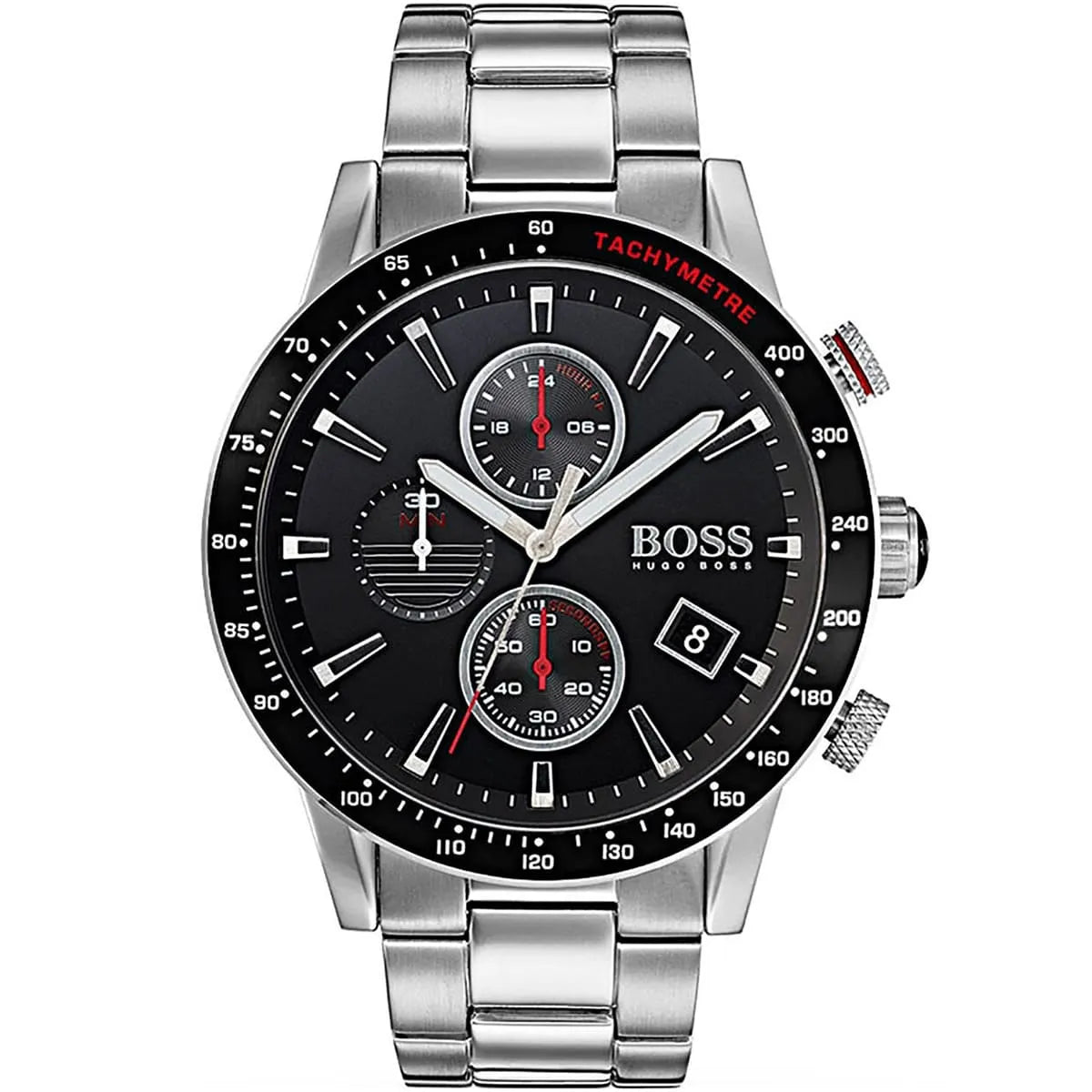 Hugo Boss Rafale 1513509 Silver Stainless Steel Black Dial Chronograph Watch