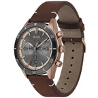 Hugo Boss Santiago 1513861 Rose Gold Grey Dial Brown Leather Watch