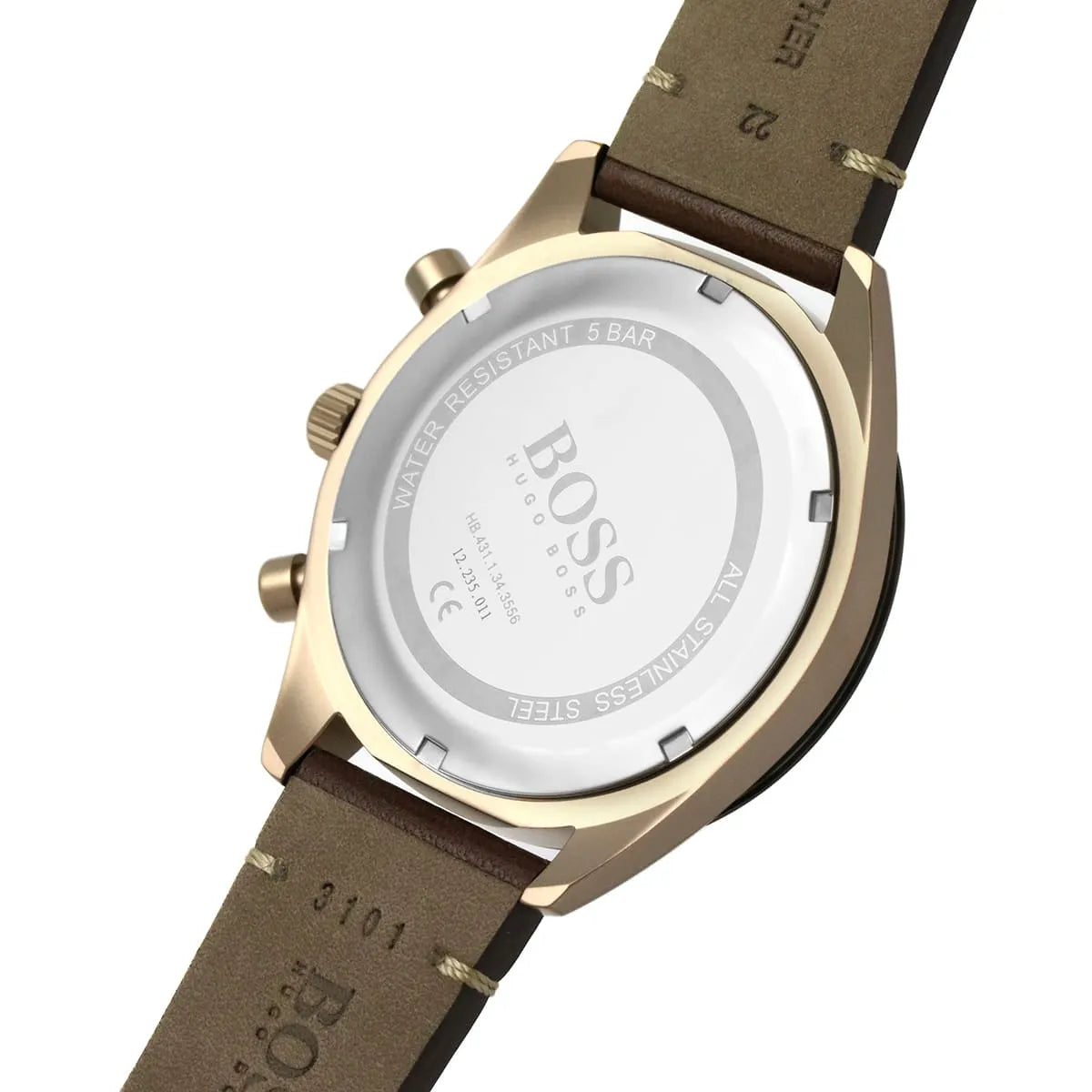 Hugo Boss Santiago 1513861 Rose Gold Grey Dial Brown Leather Watch
