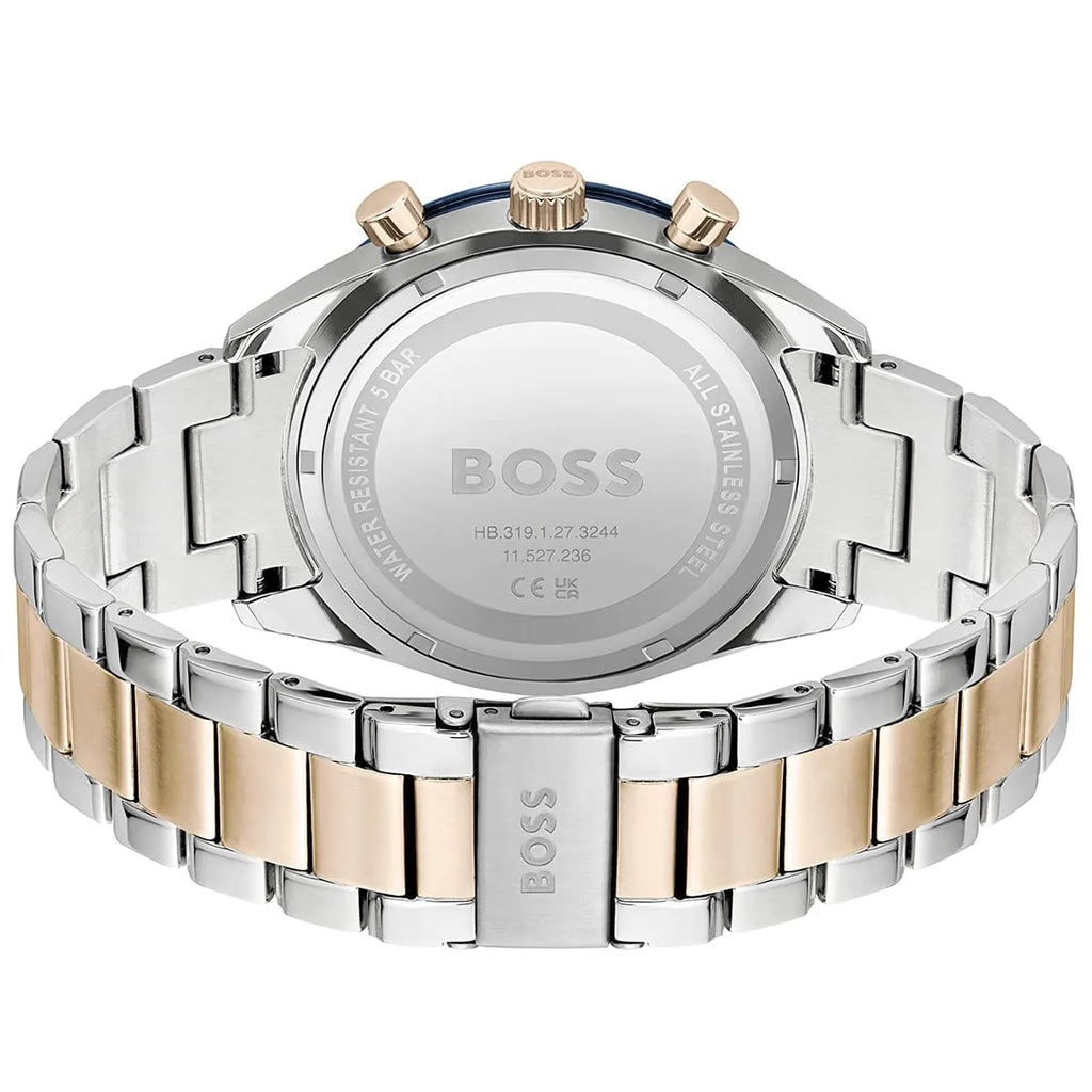 Hugo Boss Santiago 1513937 Two-Tone Rose Gold Blue Dial Chronograph Men's Watch