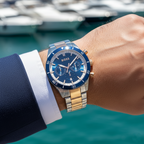 Hugo Boss Santiago 1513937 Two-Tone Rose Gold Blue Dial Chronograph Men's Watch