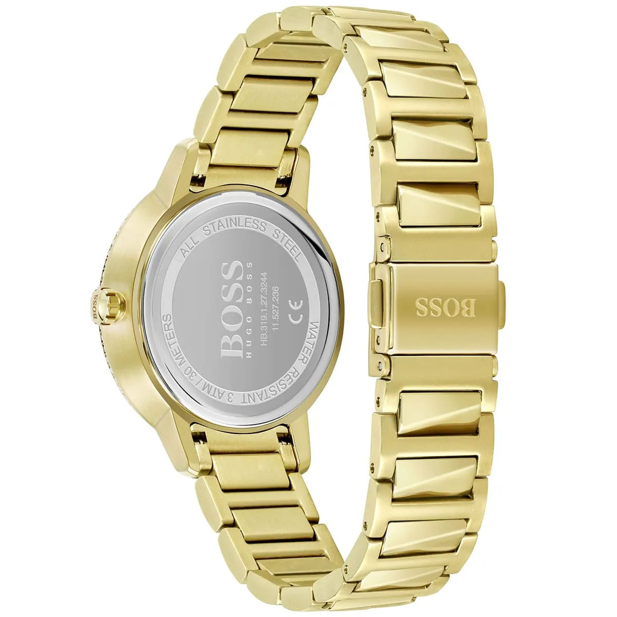 Original Hugo Boss Signature Women's Watch - Gold Steel & Crystal Bezel (1502541)